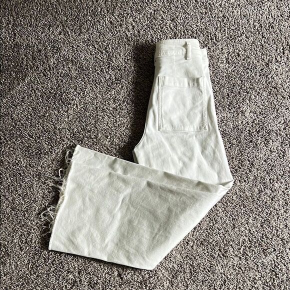 Zara high waisted wide leg cream denim pants - Picture 7 of 7